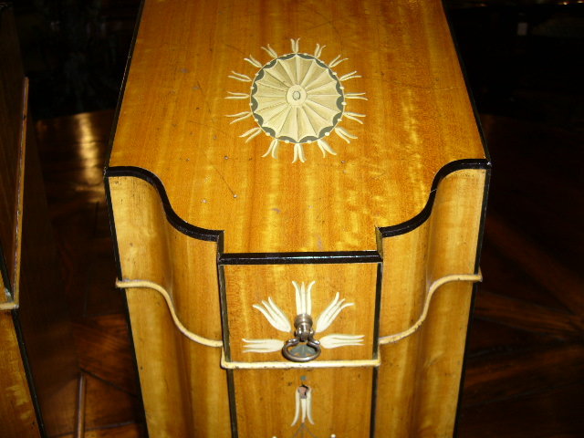 A Beautiful Pair of English Hand Painted Satinwood Knife Boxes