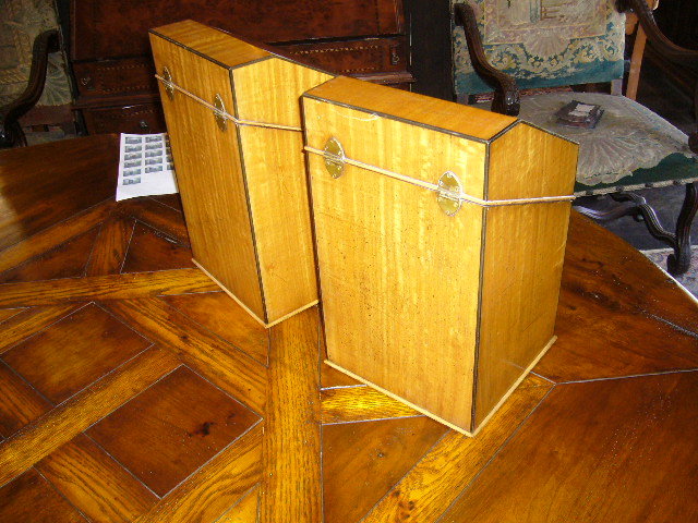 A Beautiful Pair of English Hand Painted Satinwood Knife Boxes