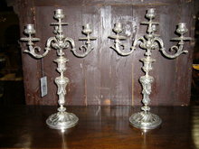 A Nice Pair of Bronze Silver-Plated Candelabras