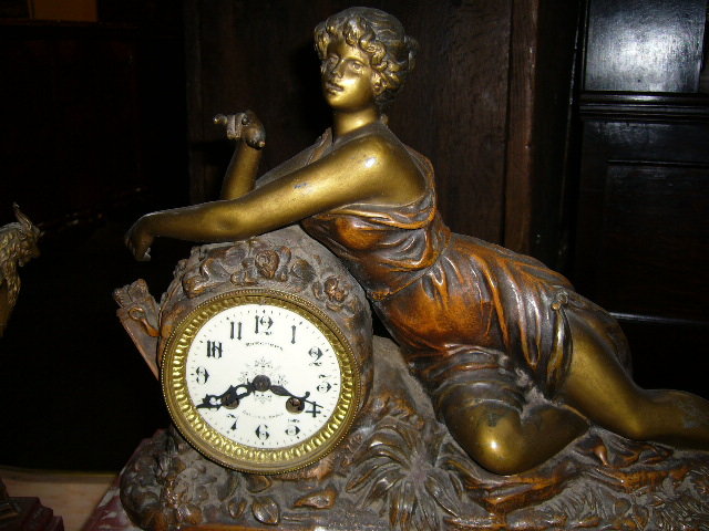 A Superb French Spelter Clock Set