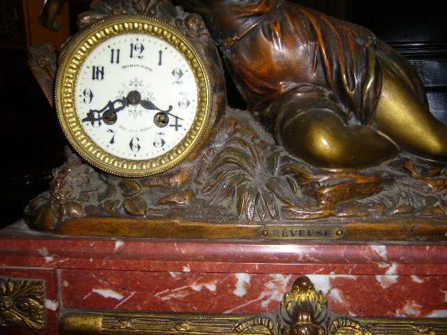 A Superb French Spelter Clock Set