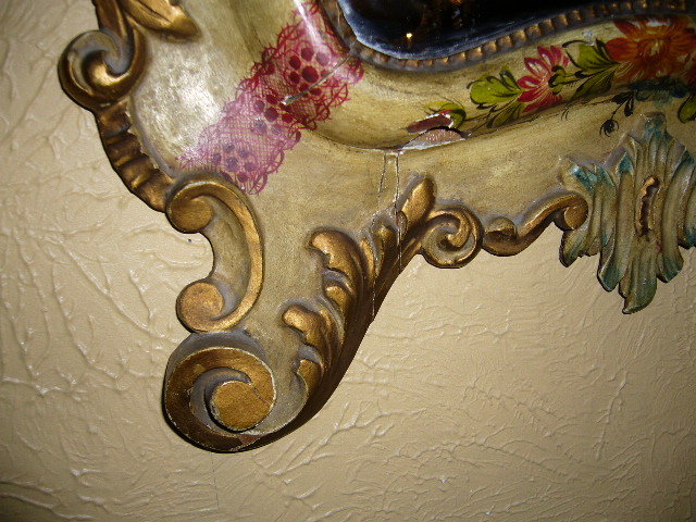 A Fabulous Venetian Lacquered Hand-painted, Hand-carved Mirror