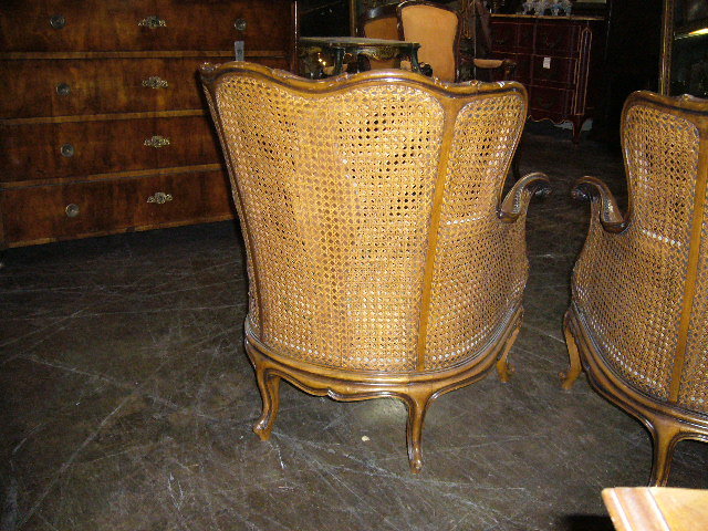 A Superb Pair of French Walnut Caned Parlor Charis