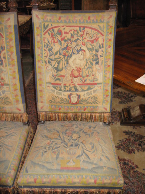 A Impressive Pair Of Flemish Petipoint Tapestry Side Chairs