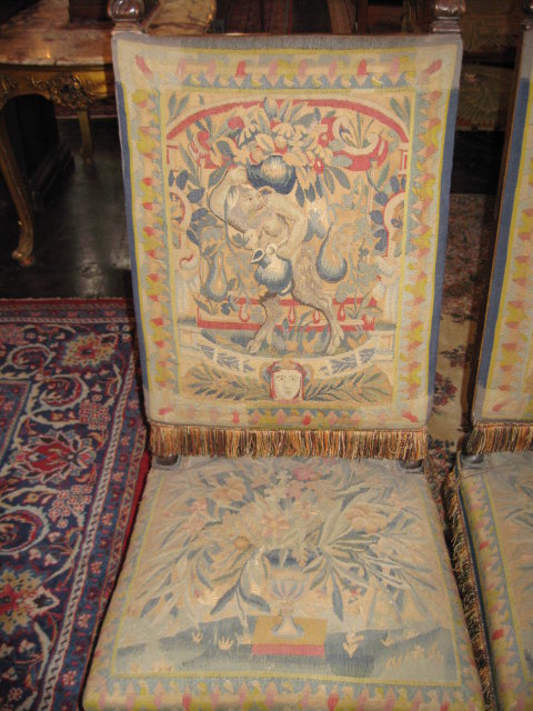 A Impressive Pair Of Flemish Petipoint Tapestry Side Chairs