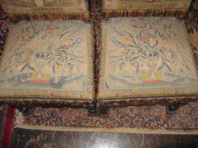 A Impressive Pair Of Flemish Petipoint Tapestry Side Chairs