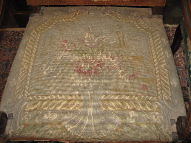 A Great Pair of 19th Century French Walnut Armchairs with Original Needlepoint