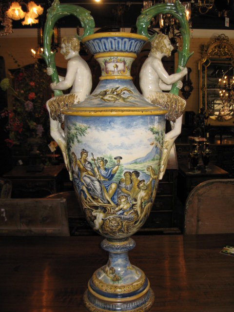 An impressive large Italian double handled urn