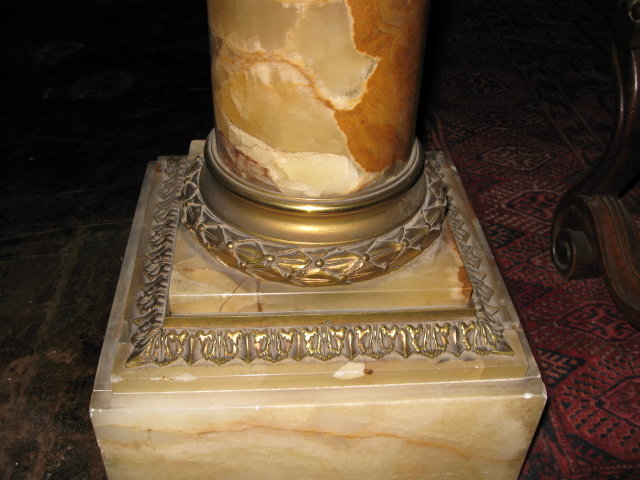 An outstanding French onyx and bronze pedestal