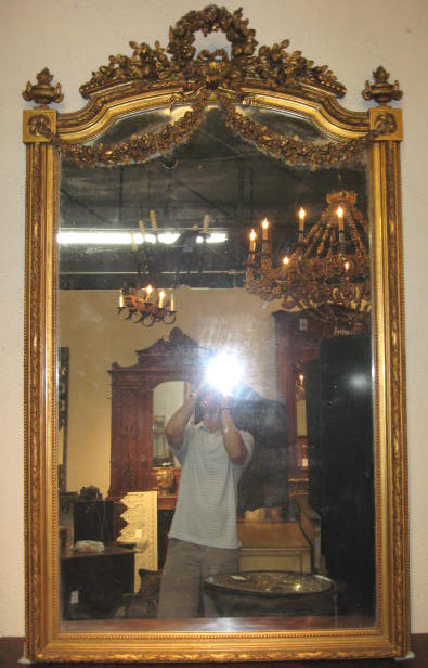 19th Century French Louis XVI Gold Gilded Majestic Mirror