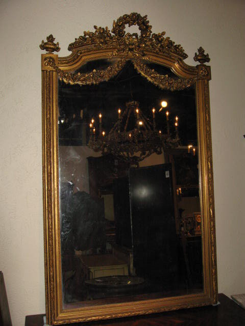 19th Century French Louis XVI Gold Gilded Majestic Mirror