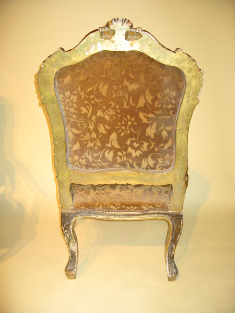 19th Century Pair French Carved Gilded Louis XV Armchairs