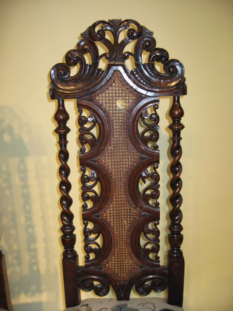 17th 18th century Pair William Mary hall chairs