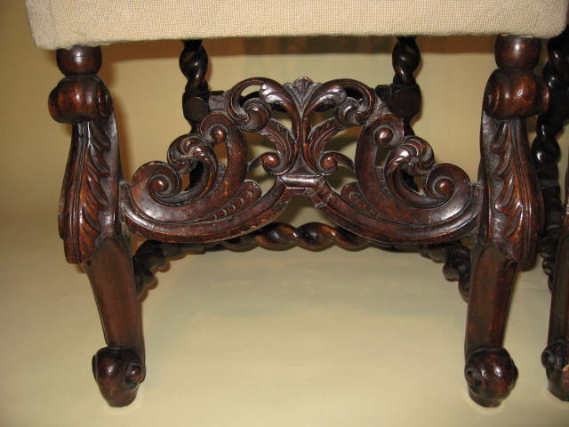 17th 18th century Pair William Mary hall chairs