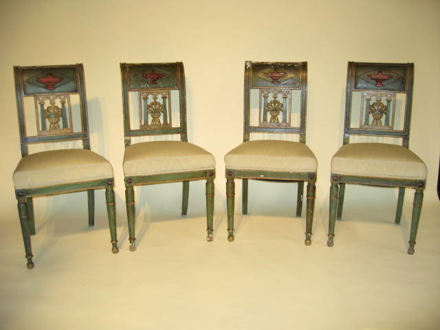 4 Painted Italian Chairs
