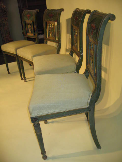 4 Painted Italian Chairs