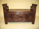 19th Century Intricately Carved Chestnut Hall Bench from Provence, with Carved Panels. Circa 1840