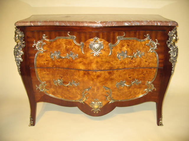 19th Century French Bombe Commode with Bronze Mounts and Marble Top Circa 1870
