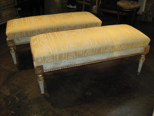20th Century Pair of Italian Neo-Classical Benches