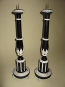 French - Pair Painted Candlesticks