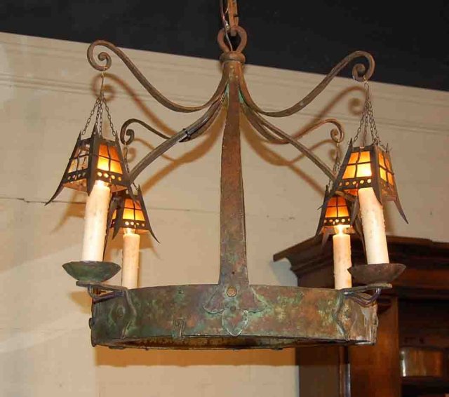 Unusual French Iron Chandelier
