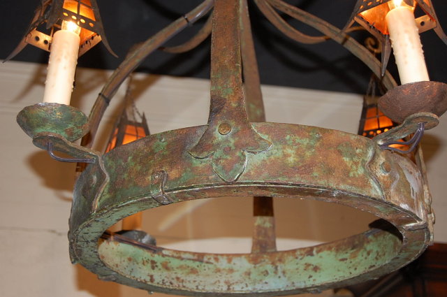 Unusual French Iron Chandelier