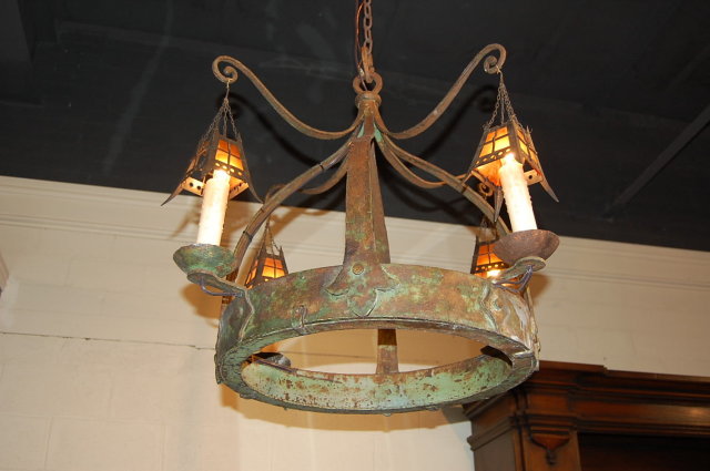Unusual French Iron Chandelier