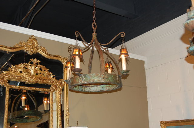 Unusual French Iron Chandelier