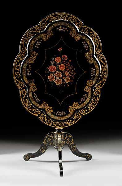 English Paper Mache Painted Table