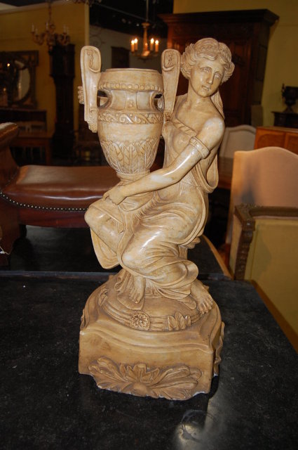 Pair of Sienna Marble Maidens