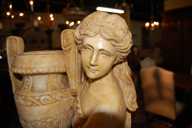 Pair of Sienna Marble Maidens
