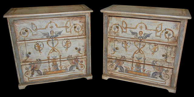 Pair of 19th Century Painted Chests