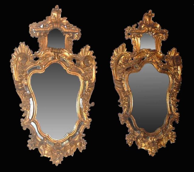 Rare Pair of Italian Gilt Mirrors