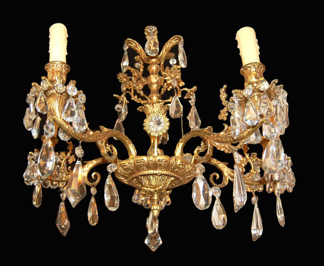 French Bronze & Crystal Chandelier