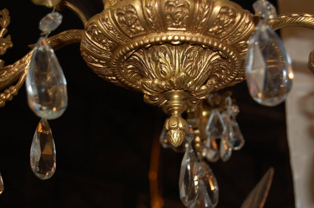 French Bronze & Crystal Chandelier