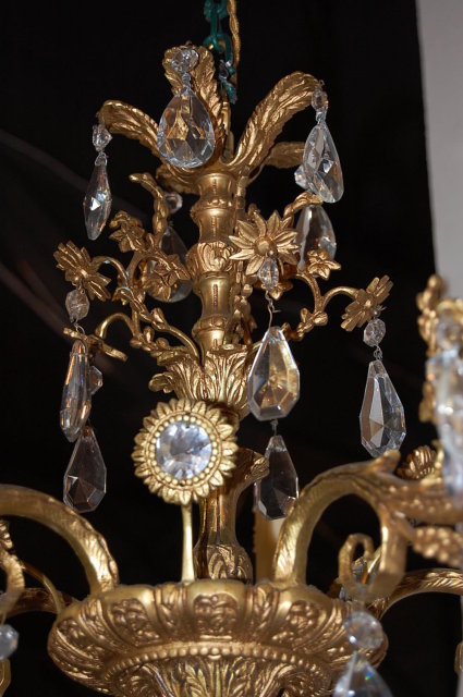 French Bronze & Crystal Chandelier