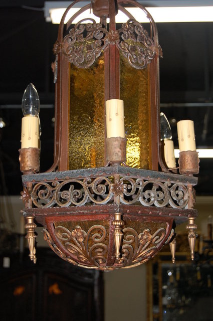 Pair of Iron & Glass Lanterns