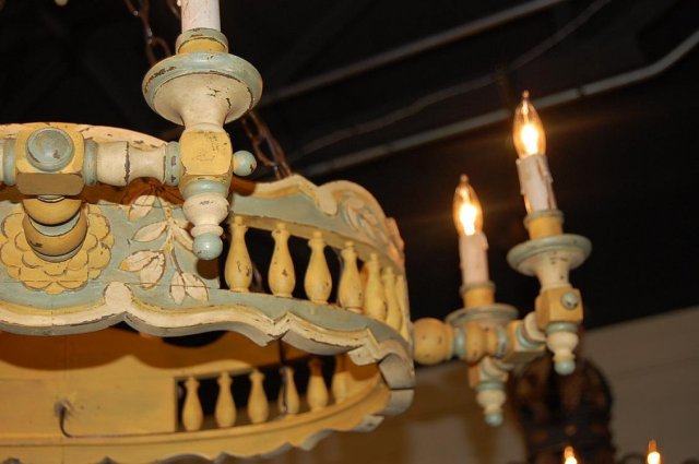French Provincial Wood Chandelier