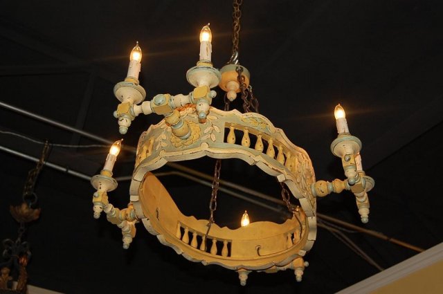 French Provincial Wood Chandelier