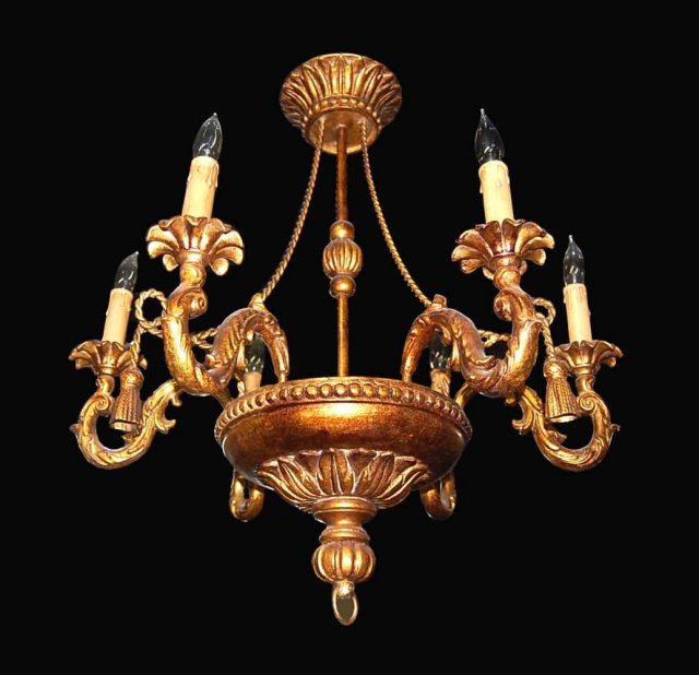 French Carved & Lacquered Chandelier
