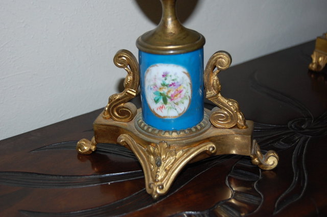 Pair of French Sevres & Bronze Candelabra