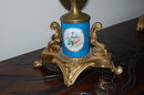 Pair of French Sevres & Bronze Candelabra