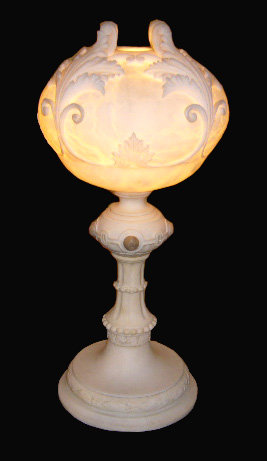 French Sculpted Marble & Alabaster Lamp