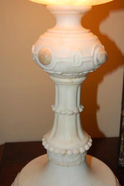 French Sculpted Marble & Alabaster Lamp