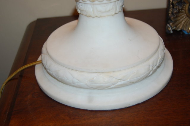 French Sculpted Marble & Alabaster Lamp
