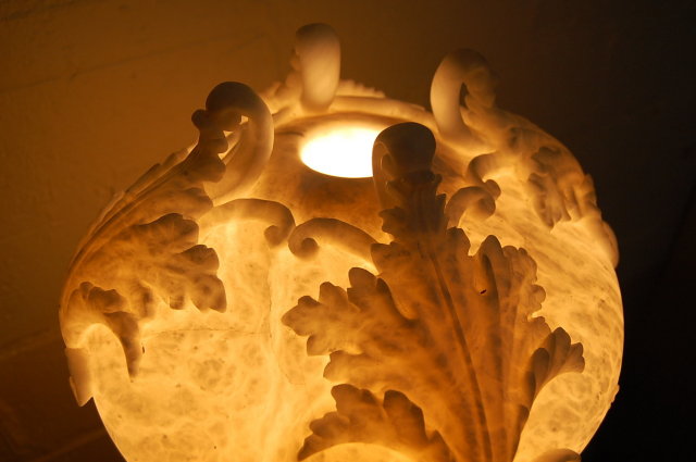 French Sculpted Marble & Alabaster Lamp