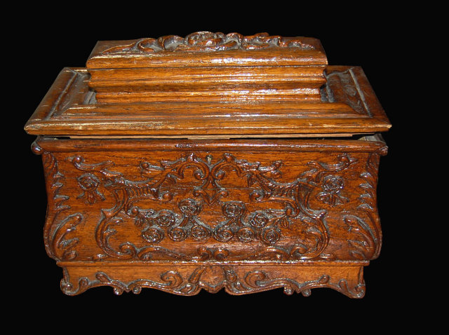 19th Century French Carved Chestnut Box