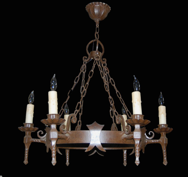 French Iron Medieval Chandelier