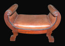English Leather & Walnut Foot Stool