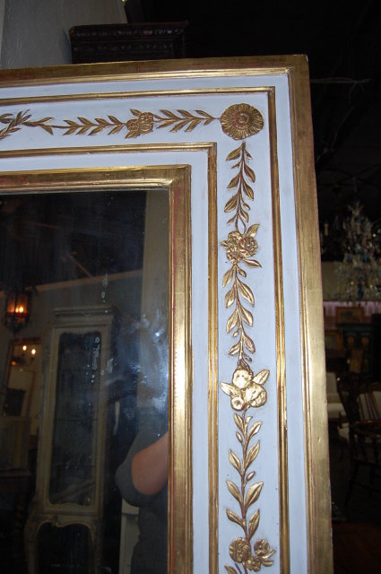 French Empire Painted & Gilded Mirror